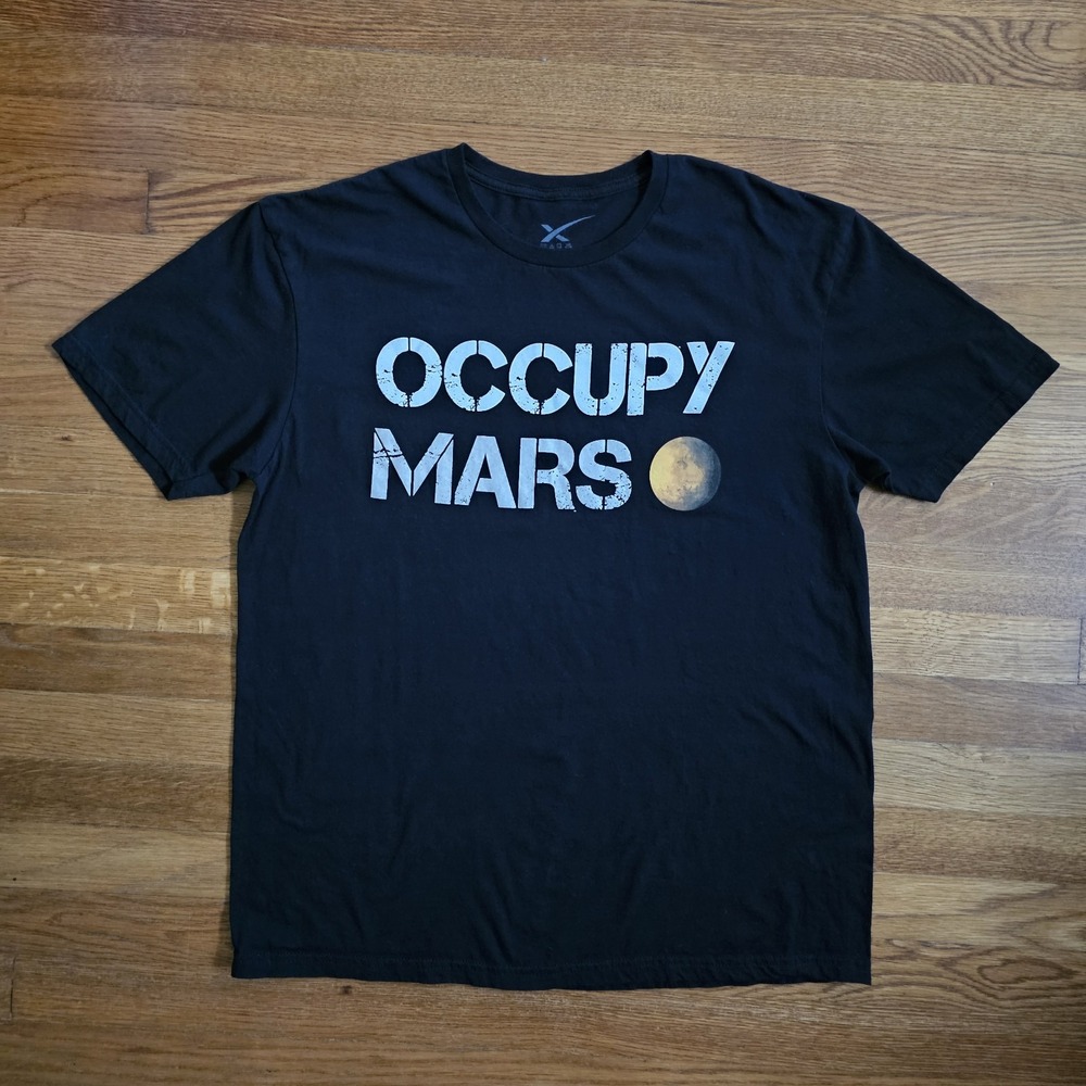 Authentic SpaceX Occupy Mars Graphic Tee T-Shirt Elon Musk Men's Sz Large Black